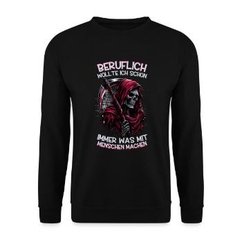 Sarcastique Grande Faucheuse Humour noir Noir - Sweat-shirt Unisexe - noir - Devant - Alina (178cm) & Michal (187cm)