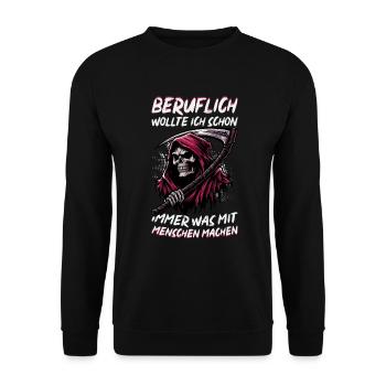Sarcastique Grande Faucheuse Humour noir Noir - Sweat-shirt Unisexe - noir - Devant - Alina (178cm) & Michal (187cm)
