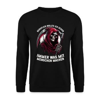 Sarcastique Grande Faucheuse Humour noir Noir - Sweat-shirt Unisexe - noir - Devant - Alina (178cm) & Michal (187cm)