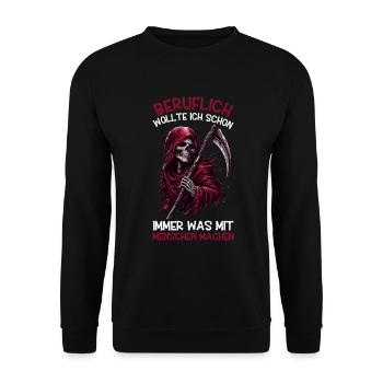 Sarcastique Grande Faucheuse Humour noir Noir - Sweat-shirt Unisexe - noir - Devant - Alina (178cm) & Michal (187cm)