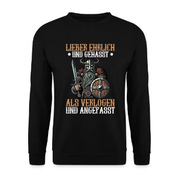 Vikings, Mythologie nordique, Dieux, Viking - Sweat-shirt Unisexe - noir - Devant - Alina (178cm) & Michal (187cm)