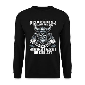 Vikings, Mythologie nordique, Dieux, Viking - Sweat-shirt Unisexe - noir - Devant - Alina (178cm) & Michal (187cm)
