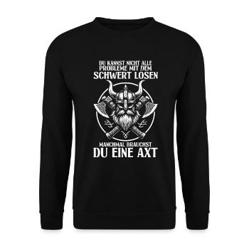 Vikings, Mythologie nordique, Dieux, Viking - Sweat-shirt Unisexe - noir - Devant - Alina (178cm) & Michal (187cm)
