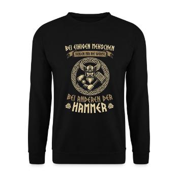 Vikings, Mythologie nordique, Dieux, Viking - Sweat-shirt Unisexe - noir - Devant - Alina (178cm) & Michal (187cm)