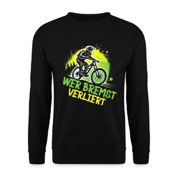 Mountain bikers, MTB lovers, cycling - Unisex Sweatshirt - black - Front - Alina (178cm) & Michal (187cm)