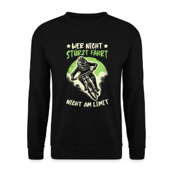 Mountain bikers, MTB lovers, cycling - Unisex Sweatshirt - black - Front - Alina (178cm) & Michal (187cm)