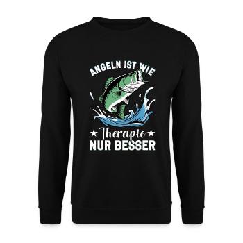Angel Fischer Angler Angelurlaub Fischjäger - Unisex Pullover - Schwarz - Vorne - Alina (178cm) & Michal (187cm)