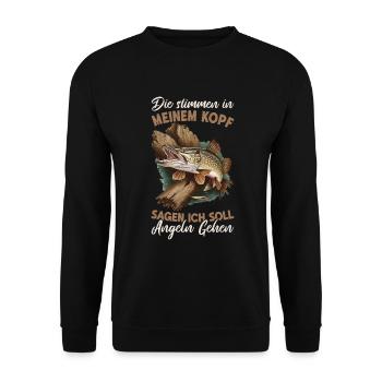 Angel Fischer Angler Angelurlaub Fischjäger - Unisex Pullover - Schwarz - Vorne - Alina (178cm) & Michal (187cm)