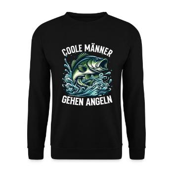 Angel Fischer Angler Angelurlaub Fischjäger - Unisex Pullover - Schwarz - Vorne - Alina (178cm) & Michal (187cm)
