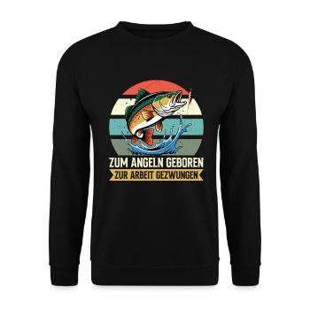 Angel Fischer Angler Angelurlaub Fischjäger - Unisex Pullover - Schwarz - Vorne - Alina (178cm) & Michal (187cm)