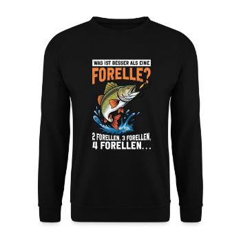 Angel Fischer Angler Angelurlaub Fischjäger - Unisex Pullover - Schwarz - Vorne - Alina (178cm) & Michal (187cm)