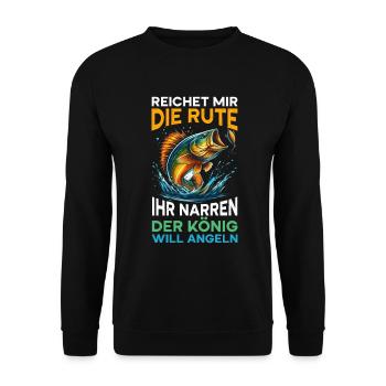 Angel Fischer Angler Angelurlaub Fischjäger - Unisex Pullover - Schwarz - Vorne - Alina (178cm) & Michal (187cm)