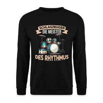 Batteur Batteur Percussion Musiciens - Sweat-shirt Unisexe - noir - Devant - Alina (178cm) & Michal (187cm)