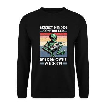 Il me tend la manette que le roi veut jouer - Sweat-shirt Unisexe - noir - Devant - Alina (178cm) & Michal (187cm)