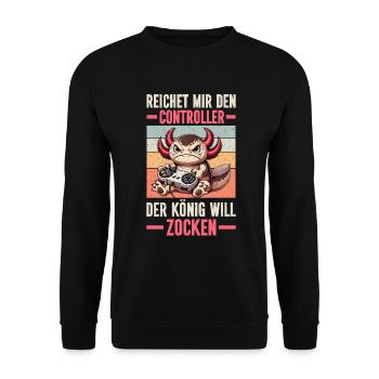 Il me tend la manette que le roi veut jouer - Sweat-shirt Unisexe - noir - Devant - Alina (178cm) & Michal (187cm)