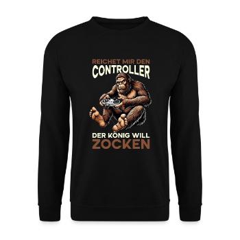 Hands me the controller the king wants to gamble - Unisex Sweatshirt - black - Front - Alina (178cm) & Michal (187cm)