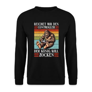 Hands me the controller the king wants to gamble - Unisex Sweatshirt - black - Front - Alina (178cm) & Michal (187cm)