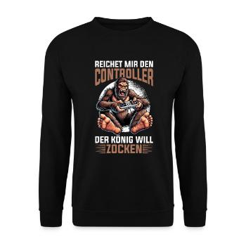 Hands me the controller the king wants to gamble - Unisex Sweatshirt - black - Front - Alina (178cm) & Michal (187cm)