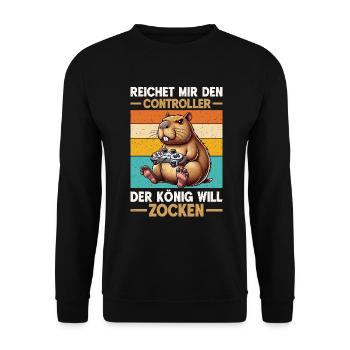 Hands me the controller the king wants to gamble - Unisex Sweatshirt - black - Front - Alina (178cm) & Michal (187cm)