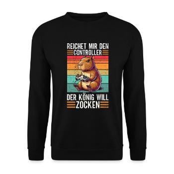 Hands me the controller the king wants to gamble - Unisex Sweatshirt - black - Front - Alina (178cm) & Michal (187cm)