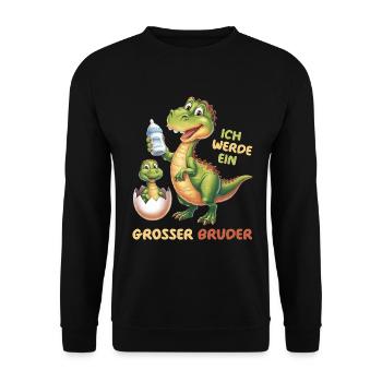 Ich Werde Großer Bruder Dinosaurier Neuer Bruder - Unisex Pullover - Schwarz - Vorne - Alina (178cm) & Michal (187cm)