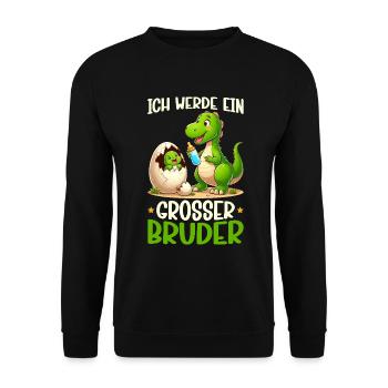 Ich Werde Großer Bruder Dinosaurier Neuer Bruder - Unisex Pullover - Schwarz - Vorne - Alina (178cm) & Michal (187cm)