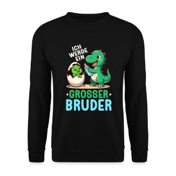 Ich Werde Großer Bruder Dinosaurier Neuer Bruder - Unisex Pullover - Schwarz - Vorne - Alina (178cm) & Michal (187cm)