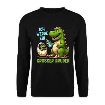 Je vais être grand frère dinosaure nouveau frère - Sweat-shirt Unisexe - noir - Devant - Alina (178cm) & Michal (187cm)