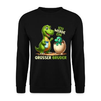 Ich Werde Großer Bruder Dinosaurier Neuer Bruder - Unisex Pullover - Schwarz - Vorne - Alina (178cm) & Michal (187cm)