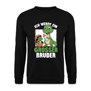 Ich Werde Großer Bruder Dinosaurier Neuer Bruder - Unisex Pullover - Schwarz - Vorne - Alina (178cm) & Michal (187cm)