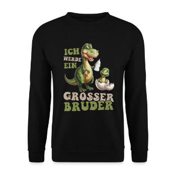 Je vais être grand frère dinosaure nouveau frère - Sweat-shirt Unisexe - noir - Devant - Alina (178cm) & Michal (187cm)