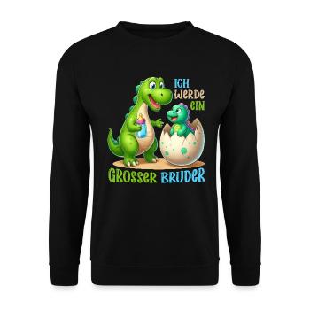 Ich Werde Großer Bruder Dinosaurier Neuer Bruder - Unisex Pullover - Schwarz - Vorne - Alina (178cm) & Michal (187cm)