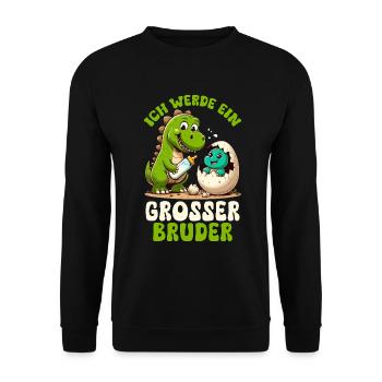 Ich Werde Großer Bruder Dinosaurier Neuer Bruder - Unisex Pullover - Schwarz - Vorne - Alina (178cm) & Michal (187cm)