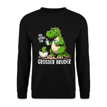 Je vais être grand frère dinosaure nouveau frère - Sweat-shirt Unisexe - noir - Devant - Alina (178cm) & Michal (187cm)
