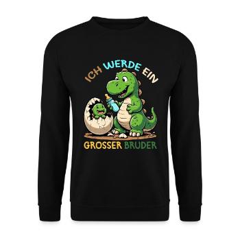Je vais être grand frère dinosaure nouveau frère - Sweat-shirt Unisexe - noir - Devant - Alina (178cm) & Michal (187cm)