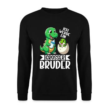 Je vais être grand frère dinosaure nouveau frère - Sweat-shirt Unisexe - noir - Devant - Alina (178cm) & Michal (187cm)
