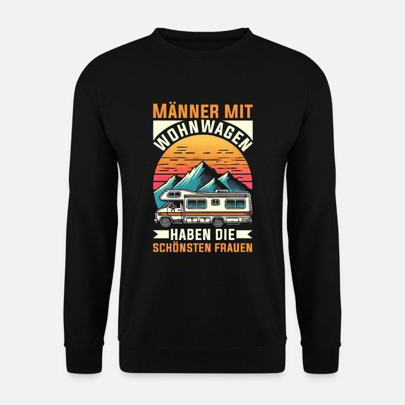 Camper Wohnwagen Lagerfeuer Campingurlaub - Unisex Pullover - Schwarz