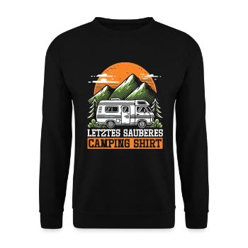 Camper Wohnwagen Lagerfeuer Campingurlaub - Unisex Pullover - Schwarz - Vorne - Alina (178cm) & Michal (187cm)