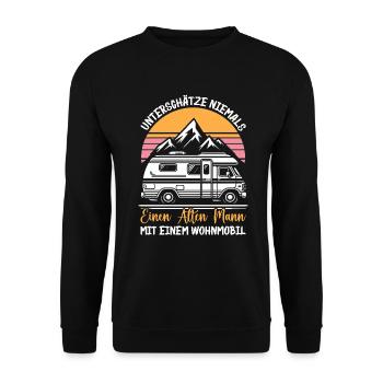 Camper Wohnwagen Lagerfeuer Campingurlaub - Unisex Pullover - Schwarz - Vorne - Alina (178cm) & Michal (187cm)