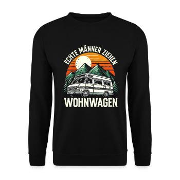 Camper Wohnwagen Lagerfeuer Campingurlaub - Unisex Pullover - Schwarz - Vorne - Alina (178cm) & Michal (187cm)