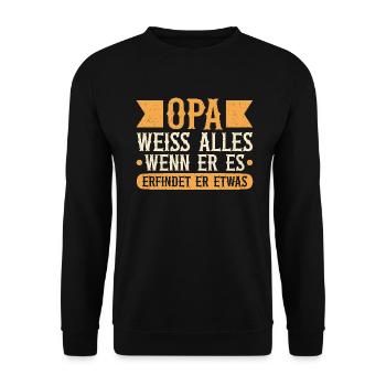 Grandpa, Grandpa, Grandpa, Grandpapa - Unisex Sweatshirt - black - Front - Alina (178cm) & Michal (187cm)