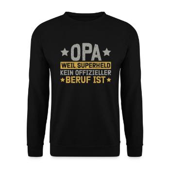 Opa Großvater Grandpa Großpapa - Unisex Pullover - Schwarz - Vorne - Alina (178cm) & Michal (187cm)