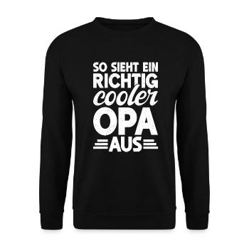 Opa Großvater Grandpa Großpapa - Unisex Pullover - Schwarz - Vorne - Alina (178cm) & Michal (187cm)