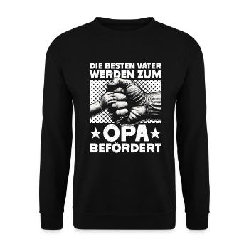 Opa Großvater Grandpa Großpapa - Unisex Pullover - Schwarz - Vorne - Alina (178cm) & Michal (187cm)