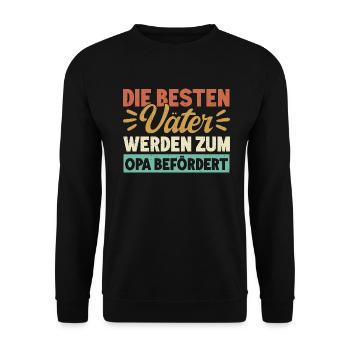 Opa Großvater Grandpa Großpapa - Unisex Pullover - Schwarz - Vorne - Alina (178cm) & Michal (187cm)