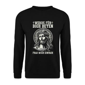 Jesus Christlich Katholiken Gläubiger Gottesdienst - Unisex Pullover - Schwarz - Vorne - Alina (178cm) & Michal (187cm)