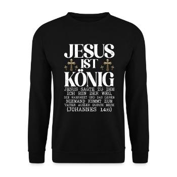 Jesus Christlich Katholiken Gläubiger Gottesdienst - Unisex Pullover - Schwarz - Vorne - Alina (178cm) & Michal (187cm)