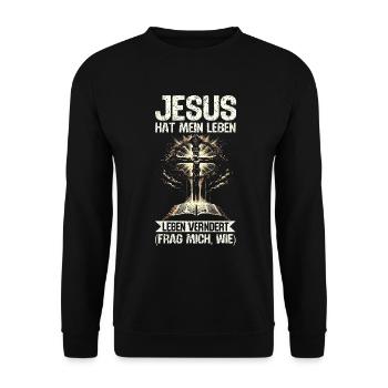 Jesus Christlich Katholiken Gläubiger Gottesdienst - Unisex Pullover - Schwarz - Vorne - Alina (178cm) & Michal (187cm)