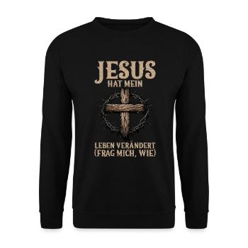 Jesus Christlich Katholiken Gläubiger Gottesdienst - Unisex Pullover - Schwarz - Vorne - Alina (178cm) & Michal (187cm)