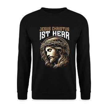 Jesus Christlich Katholiken Gläubiger Gottesdienst - Unisex Pullover - Schwarz - Vorne - Alina (178cm) & Michal (187cm)